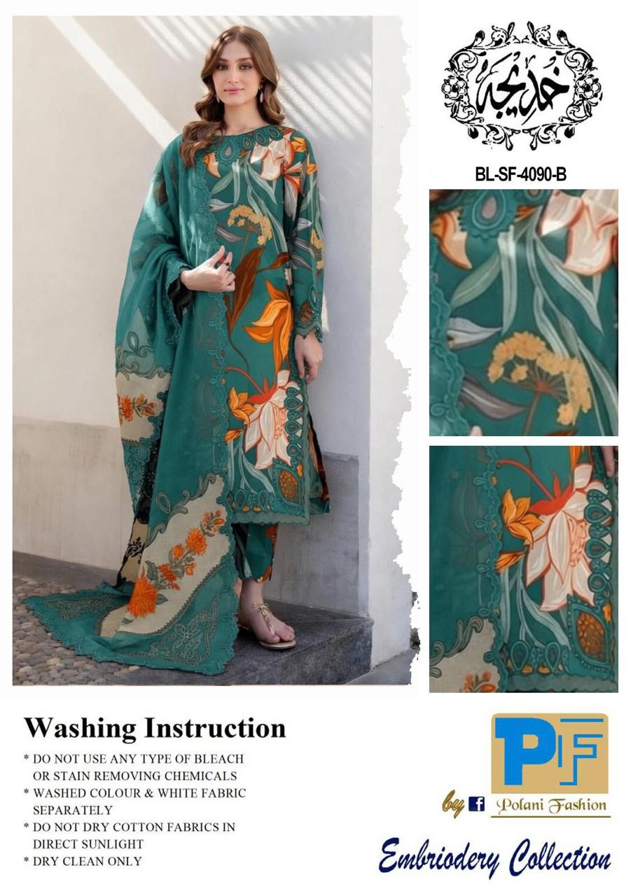 3 Piece Lawn Suit with Chiffon Dupatta – Embroidered Zari Work Dress for Women Pakistan 3 piece lawn suit for women with chiffon dupatta embroidered zari neckline sequence work patches Pakistan