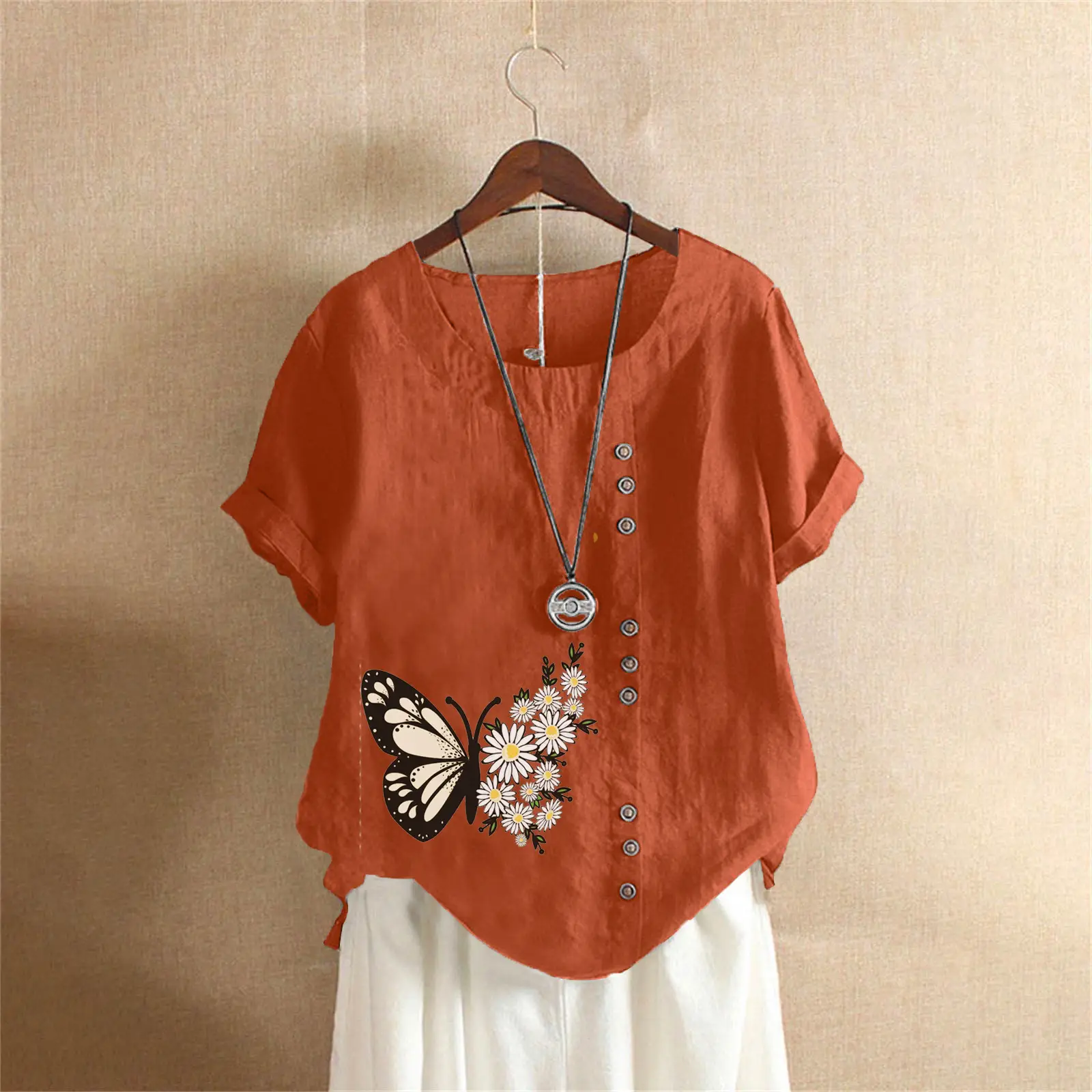 vintage floral butterfly plus size cotton linen t shirt for women s 5xl vintage floral butterfly plus size cotton linen t shirt for women s 5xl