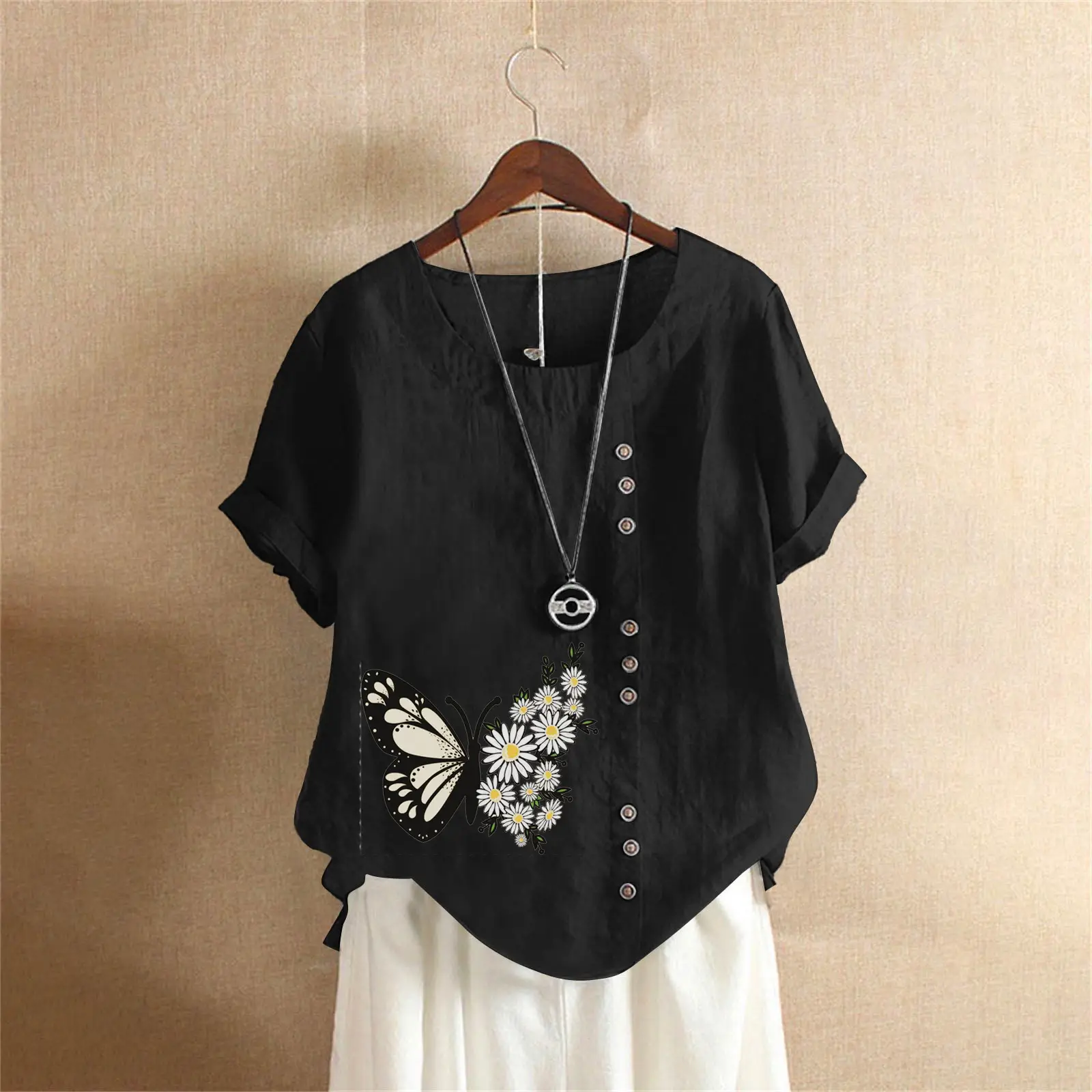 vintage floral butterfly plus size cotton linen t shirt for women s 5xl vintage floral butterfly plus size cotton linen t shirt for women s 5xl