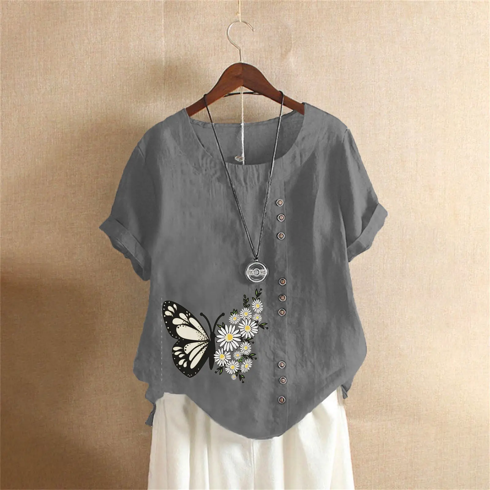 vintage floral butterfly plus size cotton linen t shirt for women s 5xl vintage floral butterfly plus size cotton linen t shirt for women s 5xl