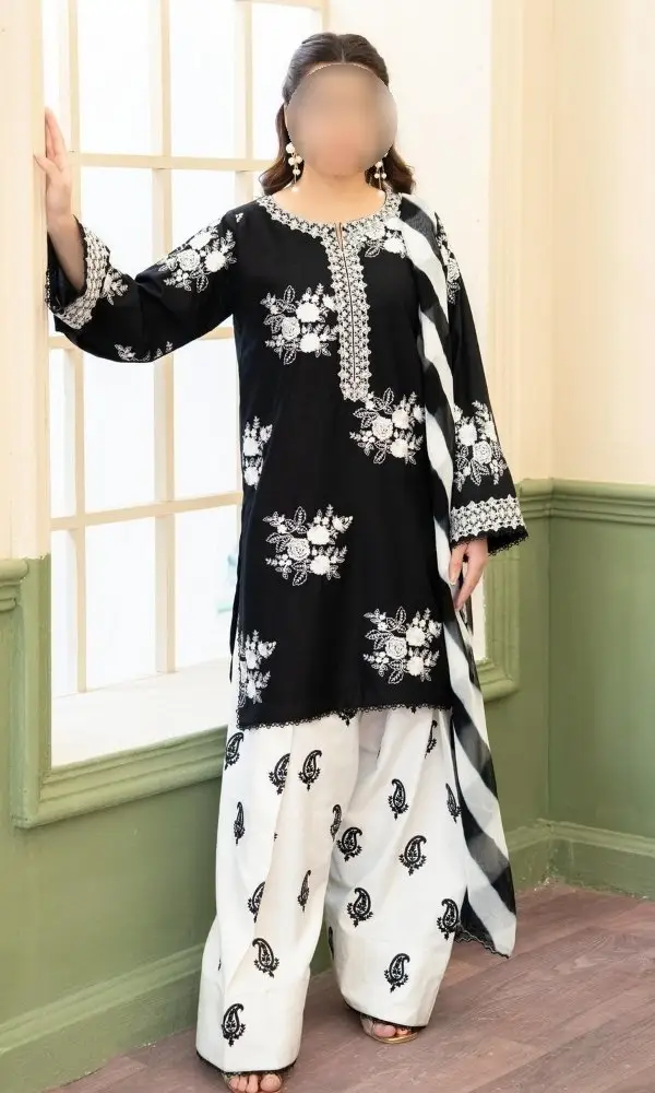 women's 3 pcs unstitched embroidered lawn suit with diamond dupatta women's 3 pcs unstitched embroidered lawn suit with diamond dupatta