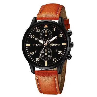 hot trending men’s black chronograph watch with brown leather band hot trending men’s black chronograph watch with brown leather band