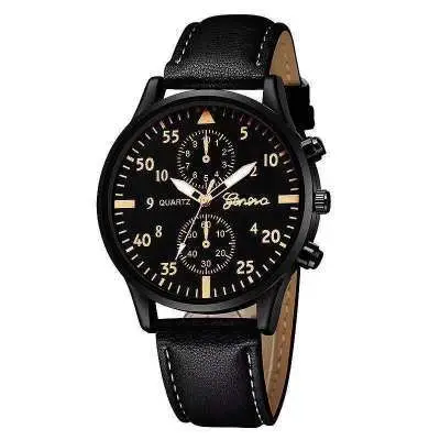 hot trending men’s black chronograph watch with brown leather band hot trending men’s black chronograph watch with brown leather band